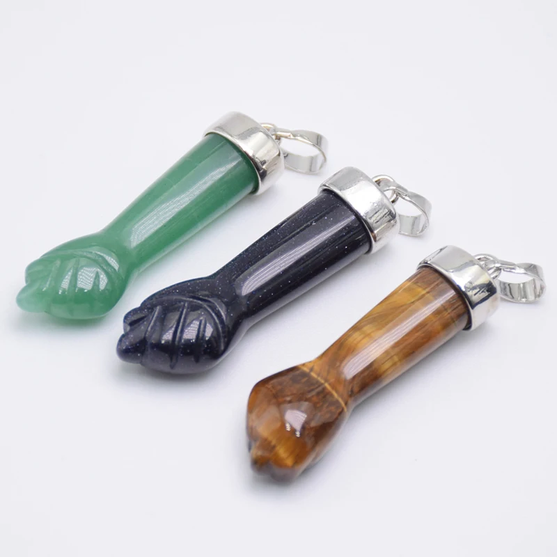 Новый дизайн искусственные резные кулаки Фиолетовый Кристалл кварц тигровый