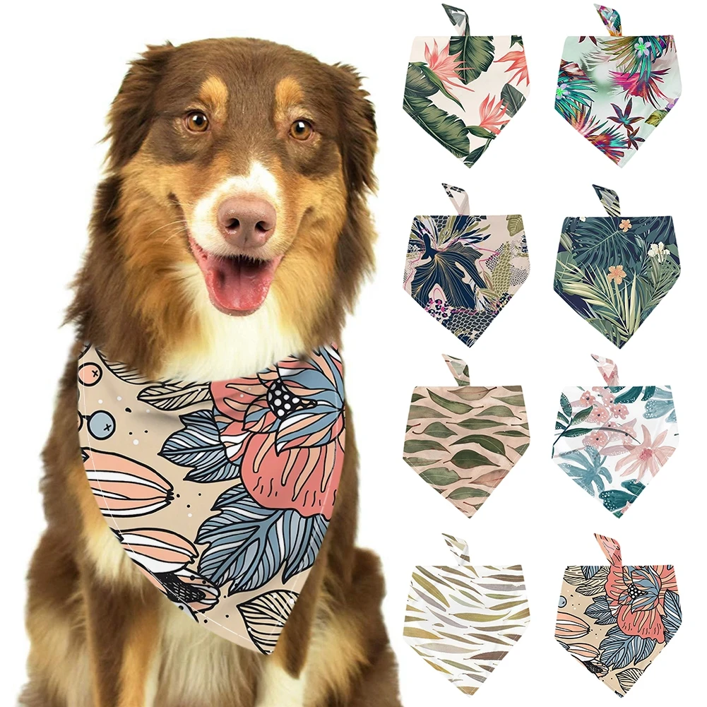Новый 2021 собака принт тропических листьев бандана треугольной шейный платок