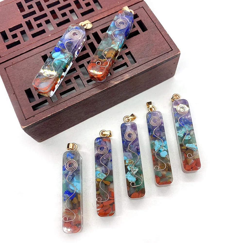 

1pc Orgonite Chakela Ogan Seven Chakra Pendant Crystal Semi Precious Stone Stone Meditation Fashion Pendants Resin with Stone