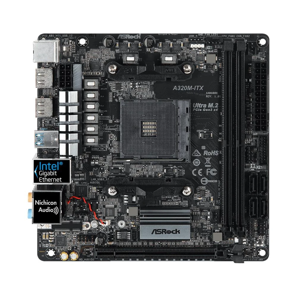 Материнская плата AMD A320 SAM4 MITX A320M-ITX ASROCK для компьютера Материнские платы Компоненты Офиса.