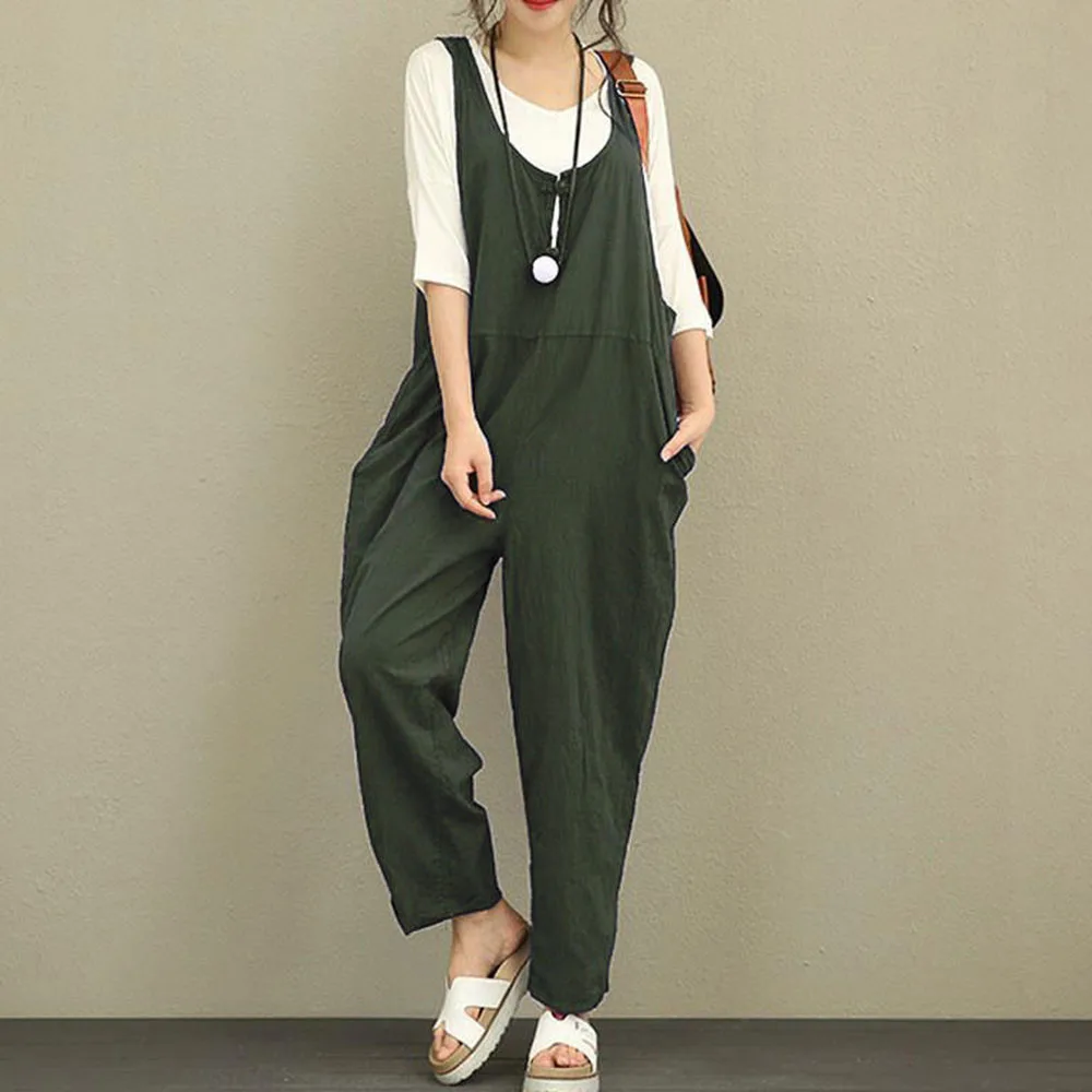 

Jumpsuit Casual Button Trousers Plain Women's Fashion Mid Waist Loose All-in-One 2021 New Slim Solid Color Japanese Wear Female