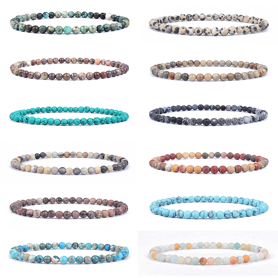 4/6 мм Мини Энергетический Браслет бусины из натурального камня браслет ювелирные