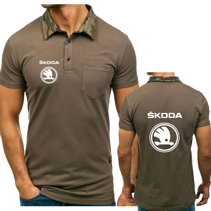 

Summer Men's polo short sleeve Skoda Car Logo Printing high quality Mens Short Sleeve Fashion casual Cotton Mens Polo shirt