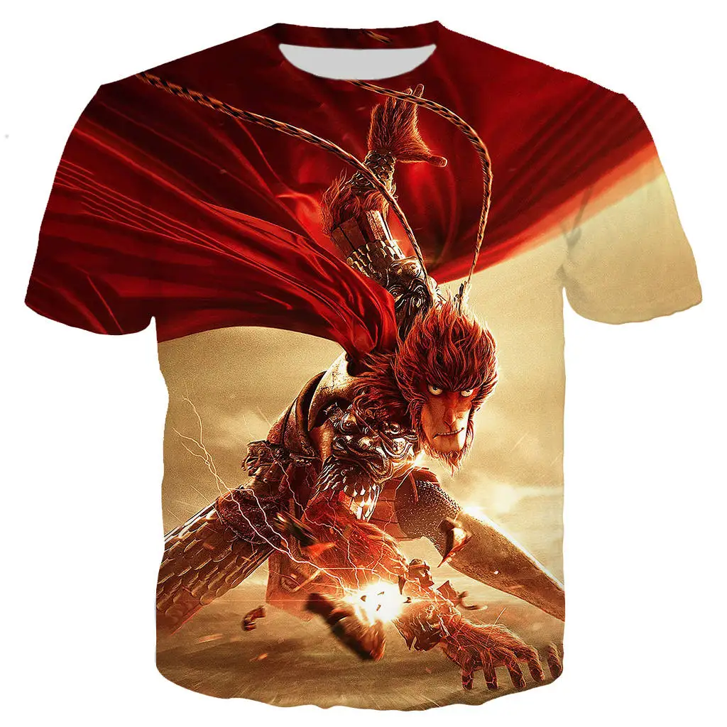Новая крутая футболка для мужчин и женщин Sun Wukong футболки с 3D принтом коротким