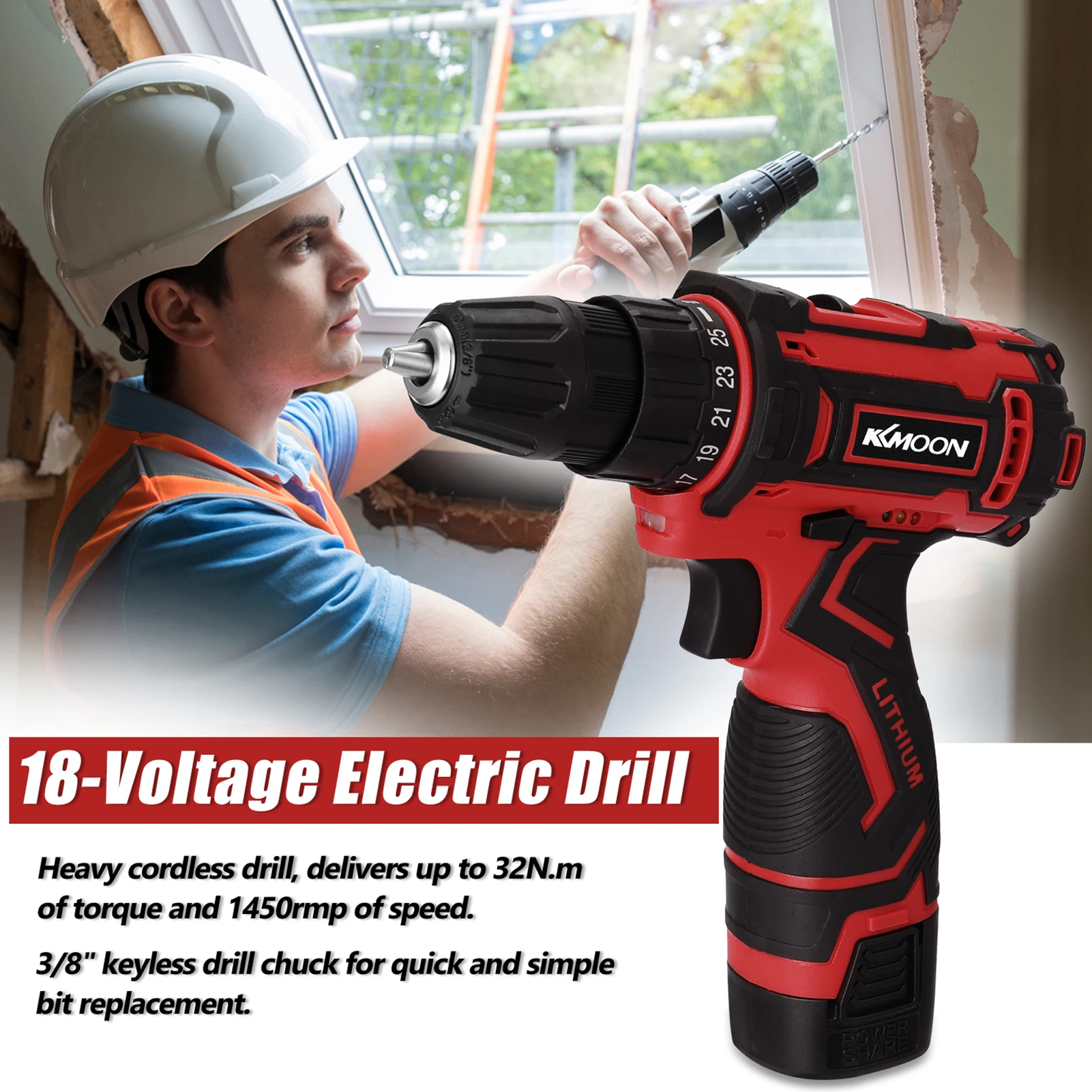 

18V Electric Drill Cordless Screwdriver Lithium Battery Wireless Rechargeable Mini Drills Brush Motor Home DIY Power Tools