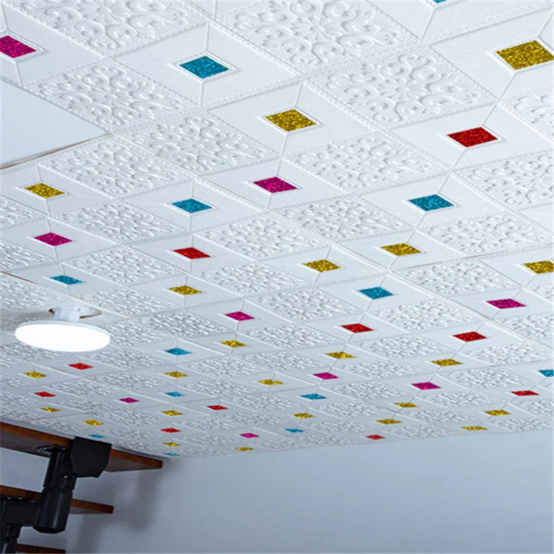 

3d Stereo Wall Stickers Self-adhesive Ceiling Decoration Sticker Roof Panels Foam Wallpaper Living Room Bedroom House Home