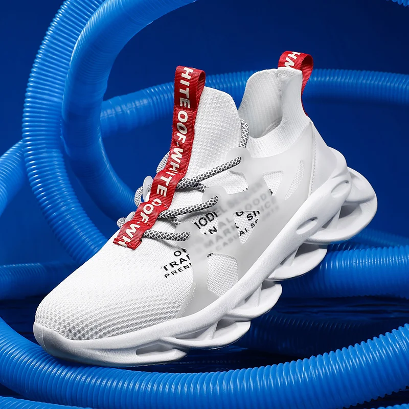 Летняя мужская обувь для бега Дышащие кроссовки из эластичной ткани Удобная