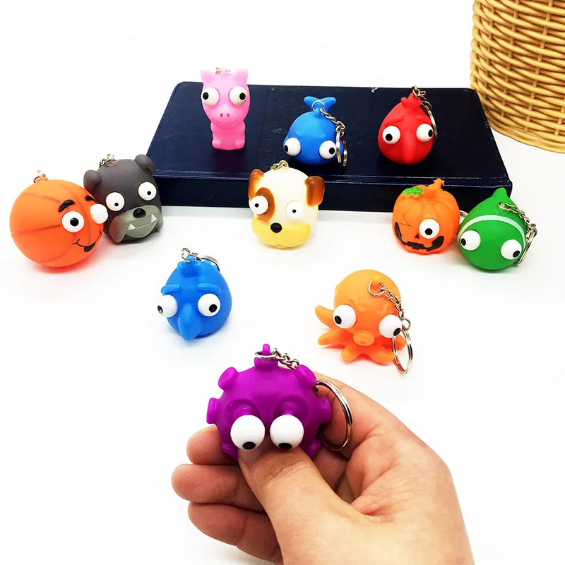 

10Pc Soft Squeeze Antistress Toy Pop Out Eyes Doll Novelty Stress Relief Venting Keychain Joking Decompression Funny Squishy Toy