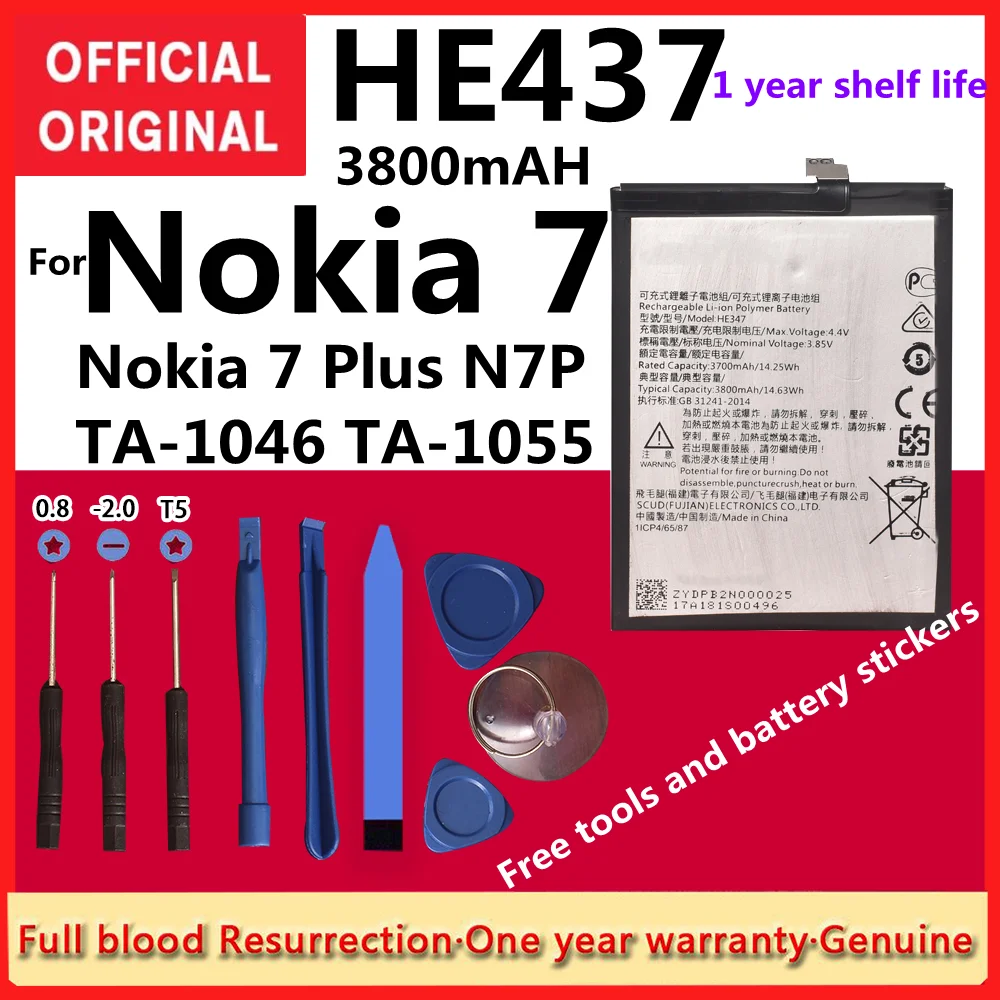 

Original HE347 3800mAh Battery for Nokia 7 Nokia7 Plus N7P N 7P TA-1046 TA-1055 HE 347 Batteries Bateria +Tracking + Tools