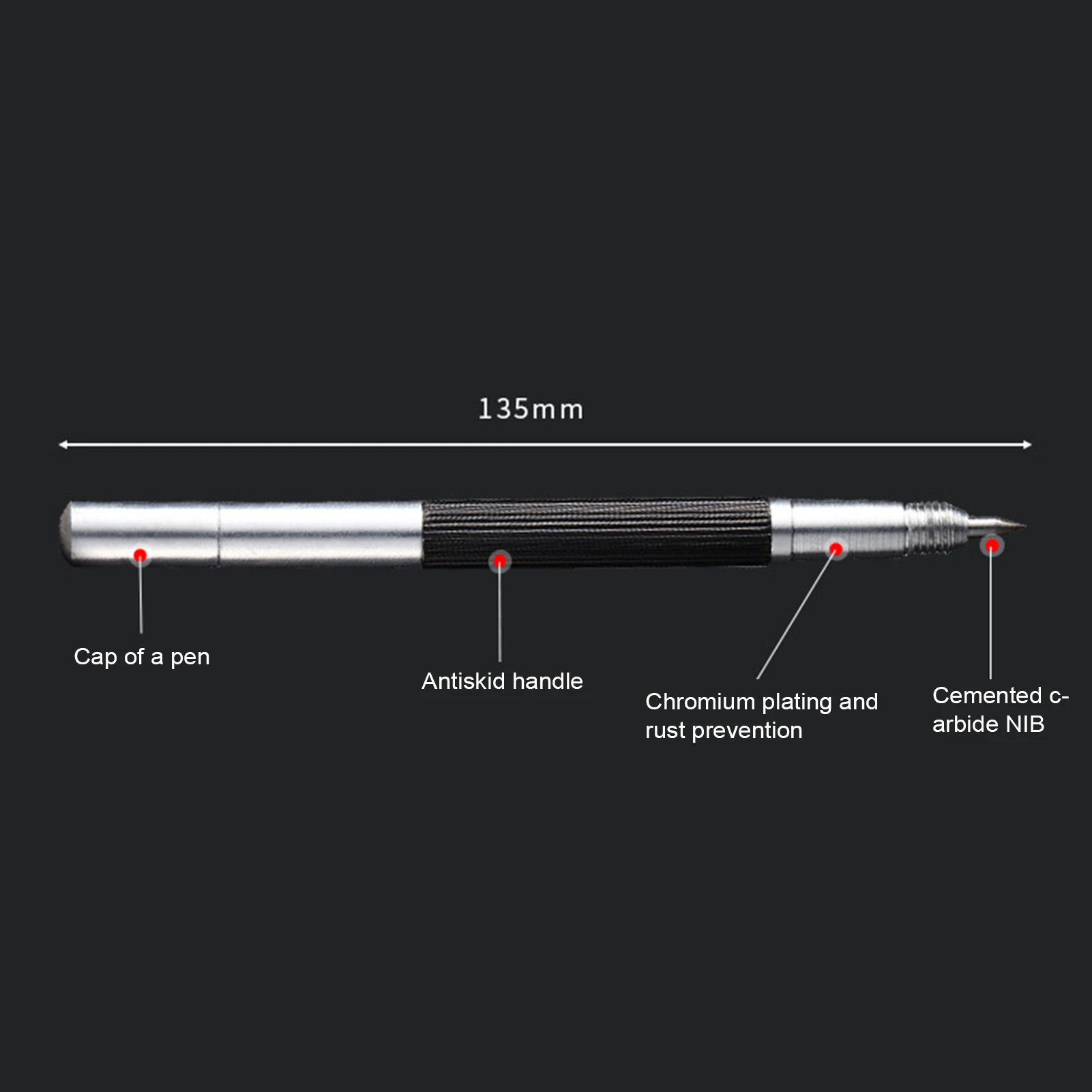 Гравировальная ручка из сплава с двумя головками Портативный прочный