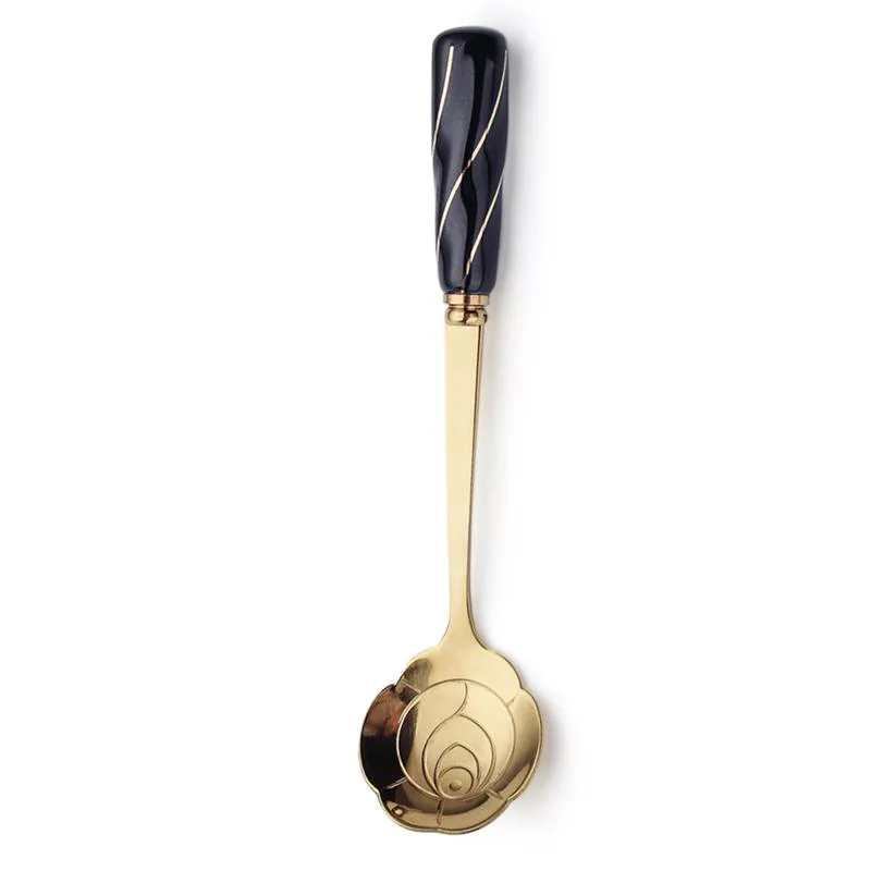 

Delicate coffee spoon Ceramic stainless steel dessert spoon Flower dessert spoon