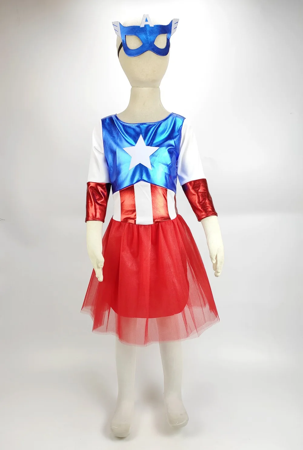 SuperHero Girls Dress Costume for Kids TuTu Dress Halloween Costume(3-9Years) Captain American Girls Party Dress