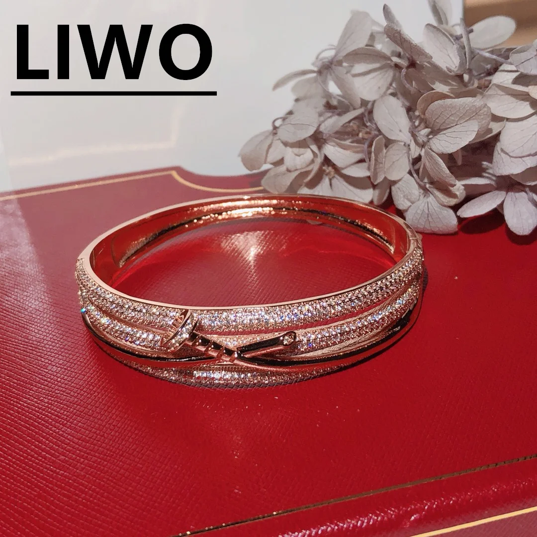 

LIWO Luxury Bracelets For Women 2021 925 Sterling Silver Zircon Gold Bracelet Jewelry Bangles BTS Gifts Love Bracelets