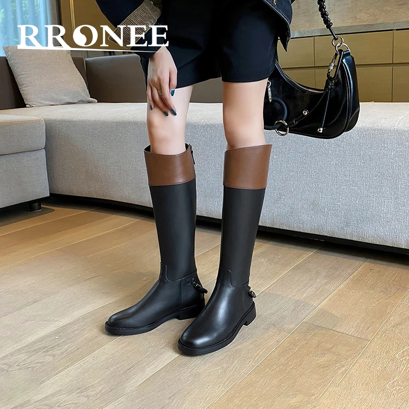 

Women's Fall 2021 Round toe back zipper Knight boot Round toe flat knee boots