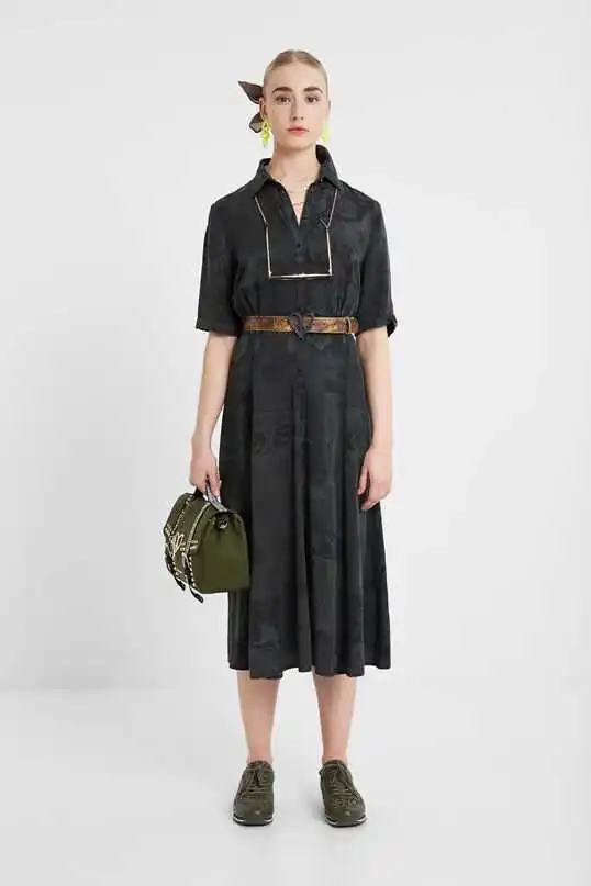 Espanhol Graus areia Ретро lavado Lapela vestido