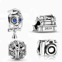 2020 silver 925 graduation book hollow genealogy smart owl pendant diy simple original jewelry suitable as gifts for friends