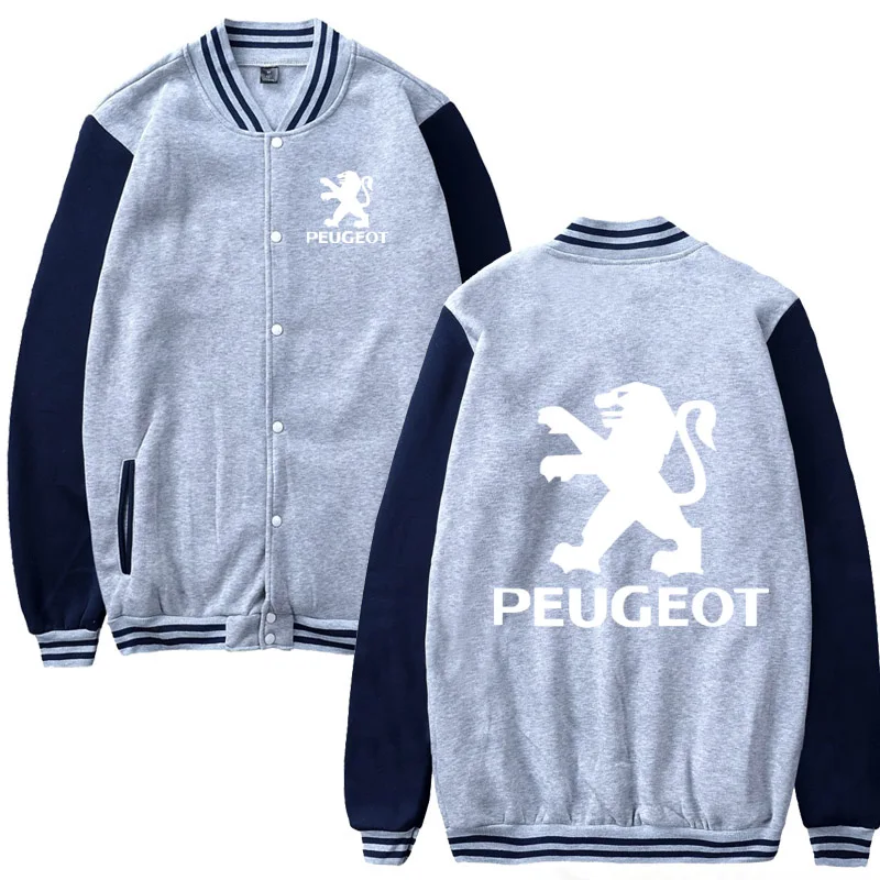 

2021 Mens Baseball Jacket Spring Autumn Slim Fit Baseball uniform Peugeot Car Logo Sweatshirt Harajuku Unisex Clothing