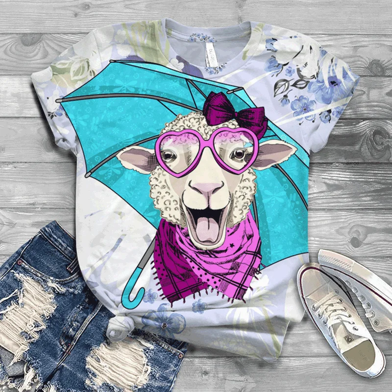 

2021 European And American New Fashion Ladies Travel Short-sleeved 3D Digital Printing Top T-shirt