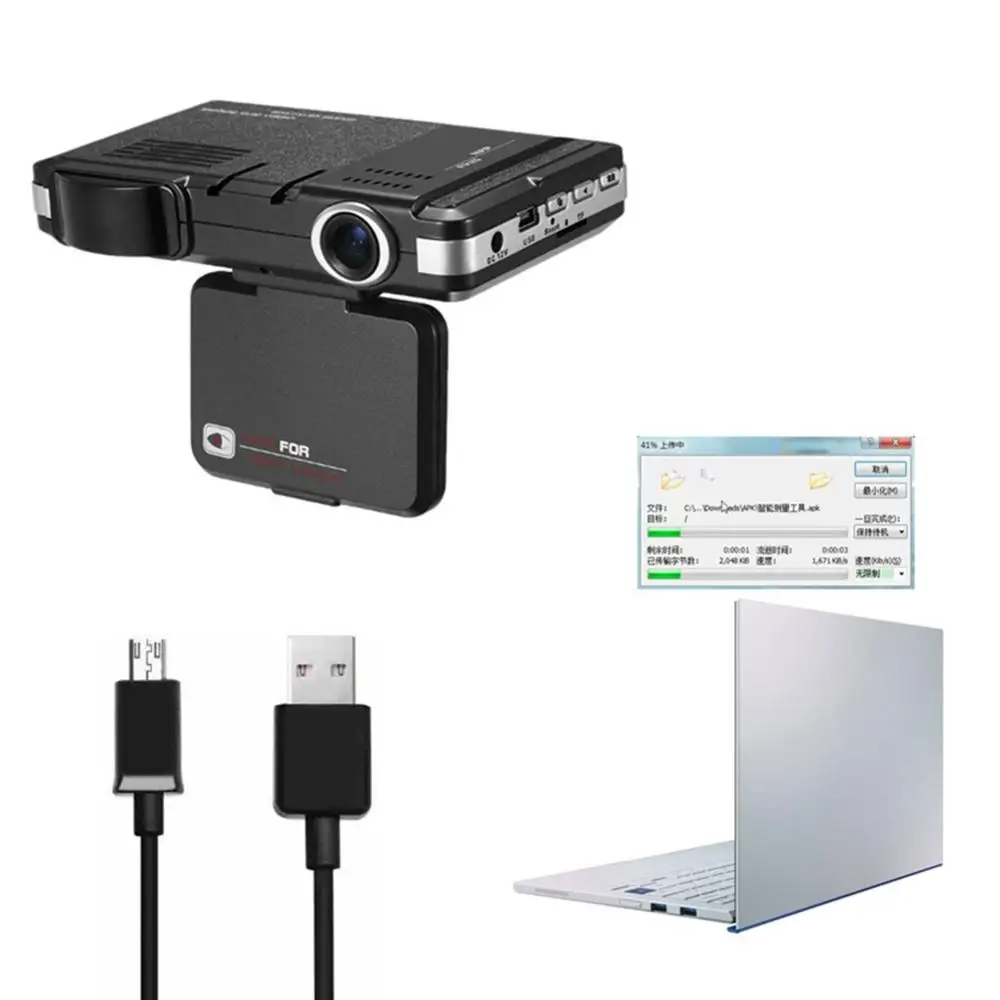 2 в 1 Автомобильный видеорегистратор с камерой на приборной панели английским и