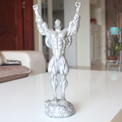 

Grey Silver Orange Competition Cup Boxer Bodybuilding competition trophy fitness room Fitness Muscle Male Room Decoration doll