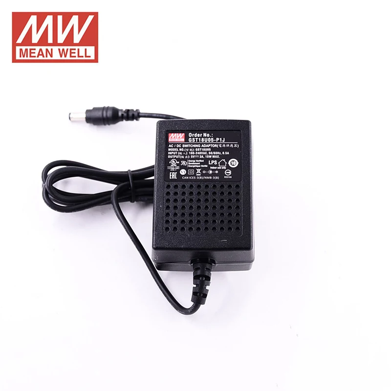 Стандартный настенный зеленый адаптер Meanwell 5 В 3 А 15 Вт уровня VI MEAN WELL импульсный