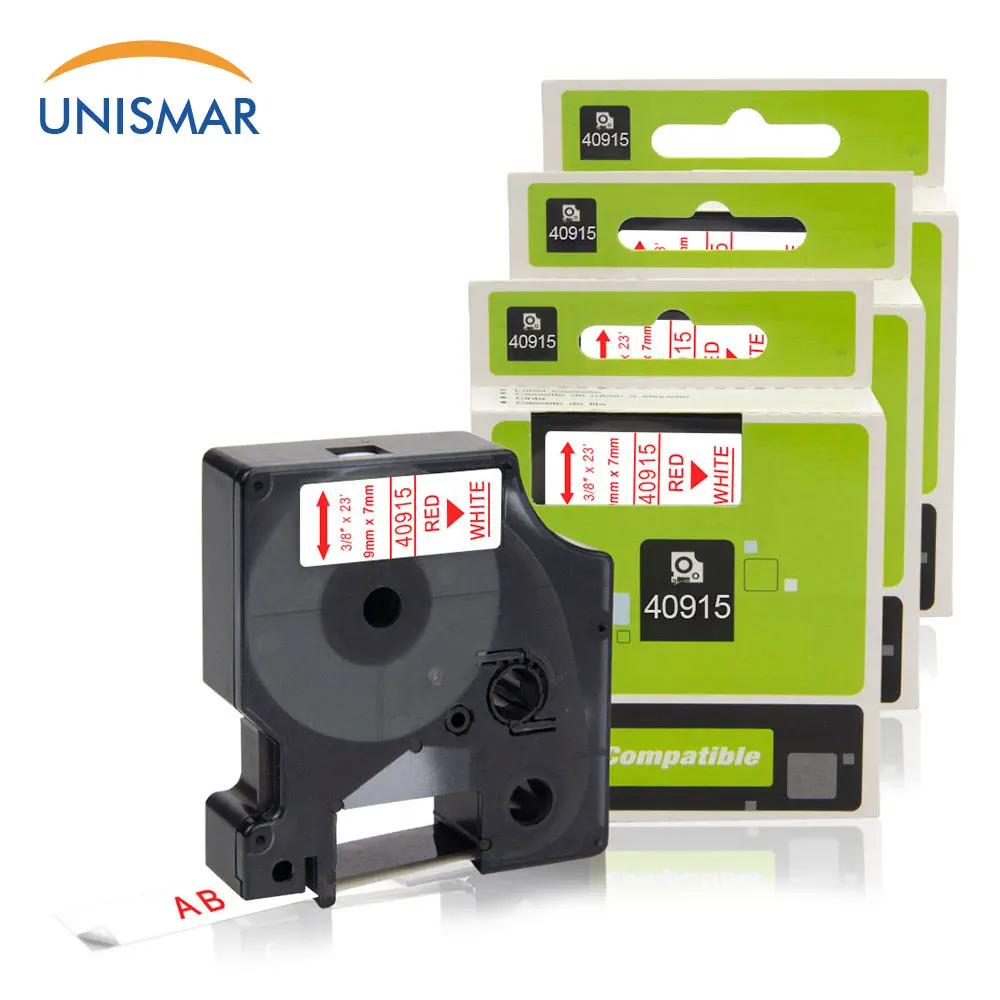Unismar 3 шт 40915 красный на белом 9 мм лента для маркировки Dymo LabelManager 160 280 210D PNP 420P 260P 360D