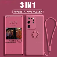 magnetic ring holder silicone case for samsung galaxy s21fe s20 s10 s9 s8 plus a50 a70 a51 a71 a52 a72 note 20 ultra 10 9 cover