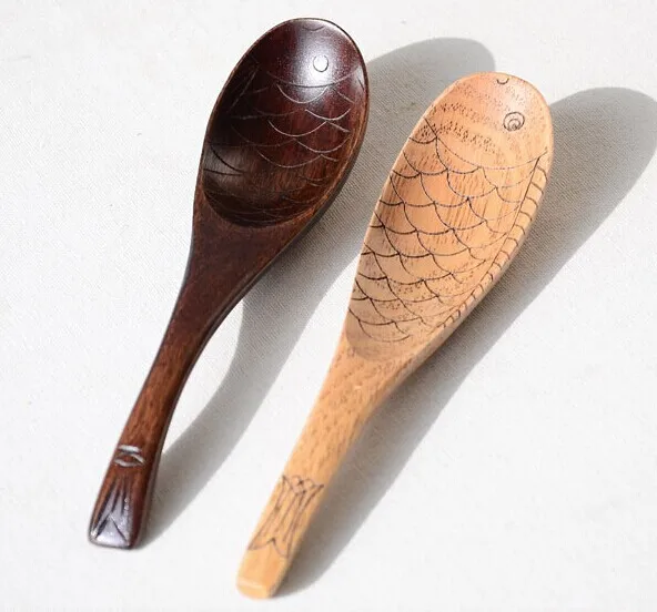 2 шт деревянная ложка рыбы Форма Кухня кухонная утварь инструменты суп Чайная