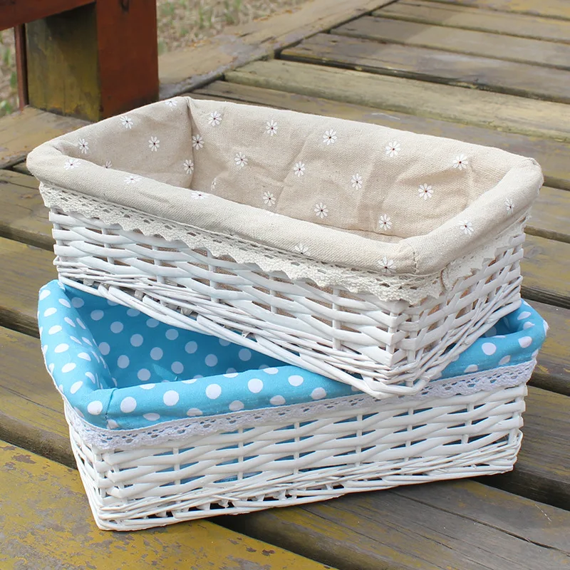 Плетеная тканевая корзина для хранения косметики ручной работы органайзер