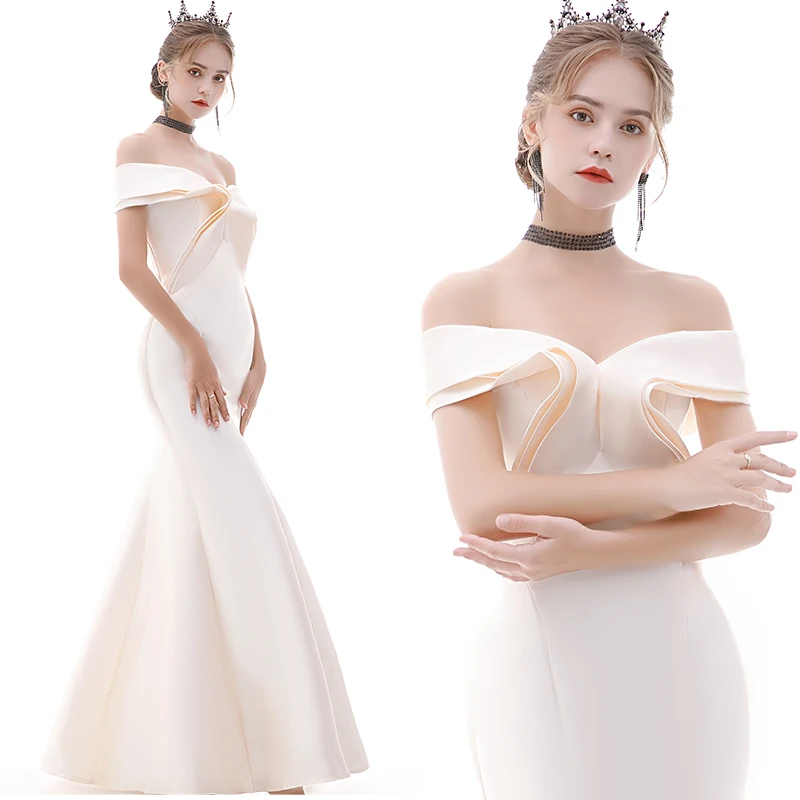 Женское вечернее платье русалка с открытыми плечами|Платья на выпускной| |