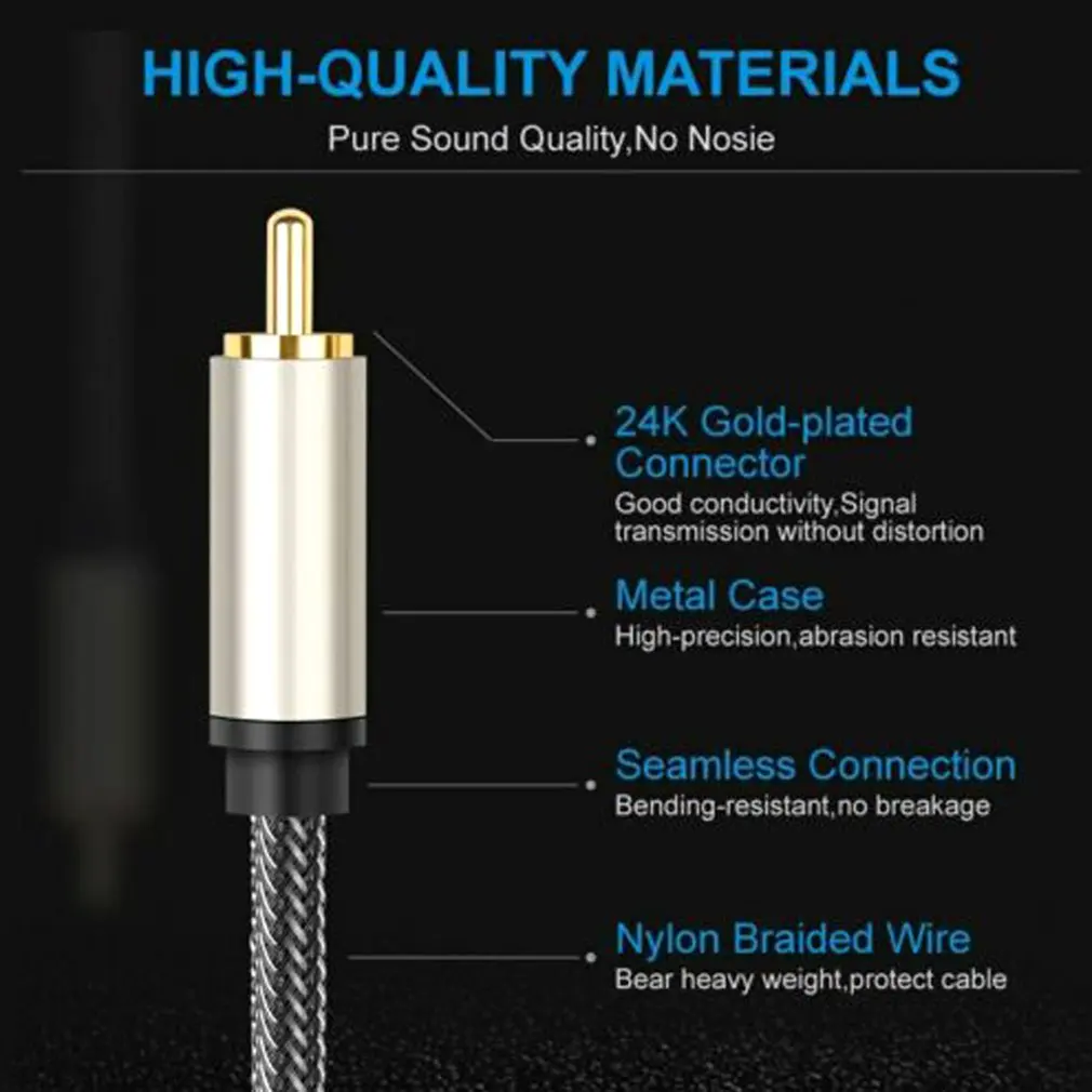 Коаксиальный кабель HiFi 5 1 SPDIF RCA-RCA штекер-штекер стерео аудио нейлоновый 3 м RCA