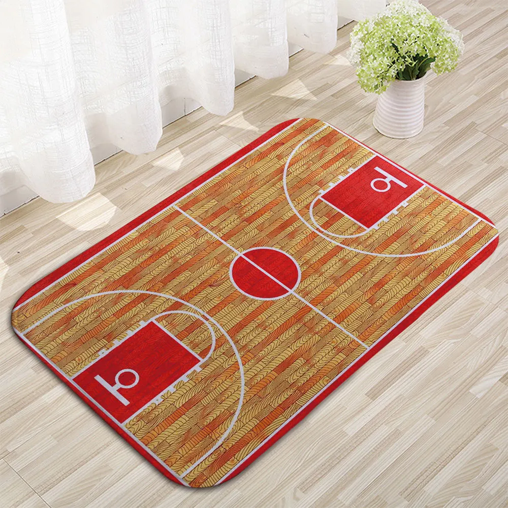 

Flannel Printed Floor Mat Carpet Basketball court Green Football Field Door Mat Lobby Kitchen Water Uptake Bathroom Non-slip Pad