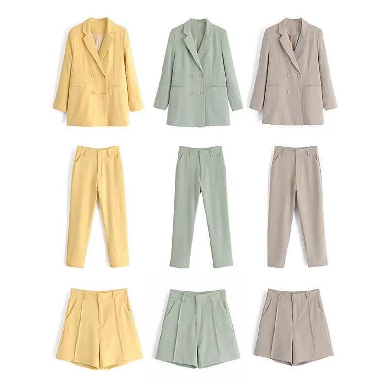 

Syiwidii Jackets And Blazers For Women Office Lady 2021 Spring Summer Yellow Green Blazer Shorts Pants Woman