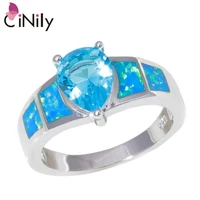 cinily created blue fire opal blue zirconia silver plated wholesale for women jewelry wedding engagement ring size 6 10 oj9410