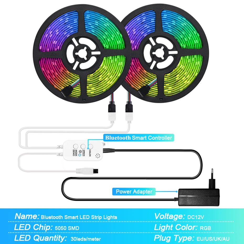 12 В светодиодный ленточный светильник Bluetooth Светодиодная лента RGB 5050