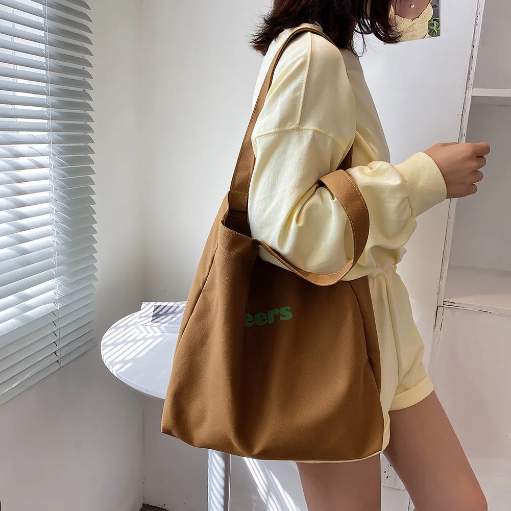 Large Women's Bag Trend 2021 Cheap Quality Canvas Shopper Shoulder Letter Harajuku Female Handbag Daily Top handle Purse |