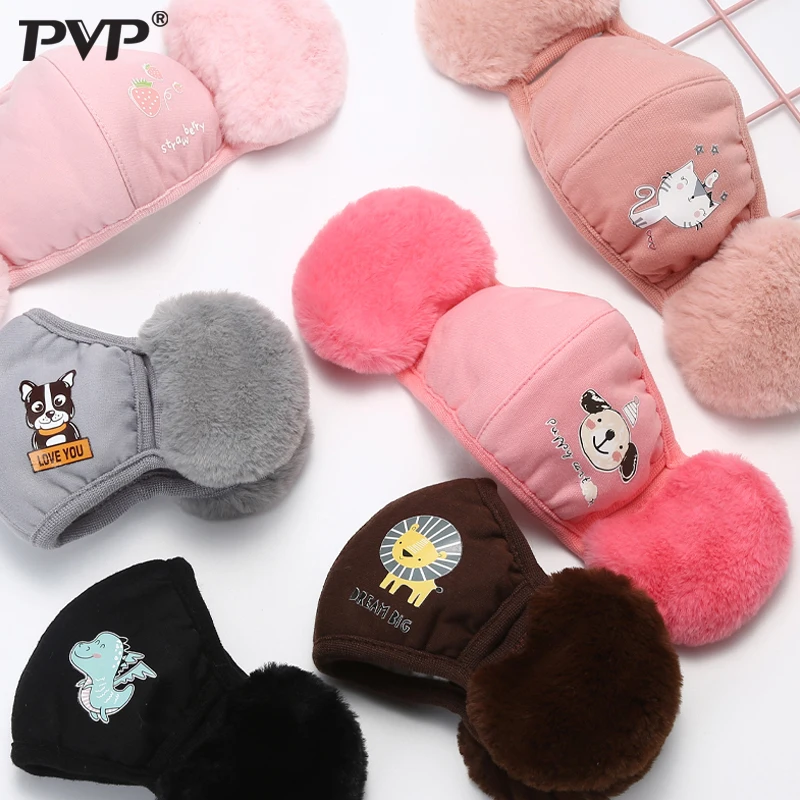 Мультяшная Защитная детская маска для рта Ветрозащитная против пыли зимние