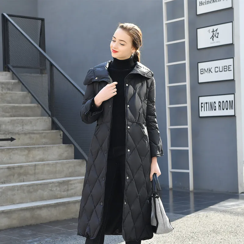 LUZUZI Модный высококачественный Женский пуховик длинный 2019 новая зимняя куртка с