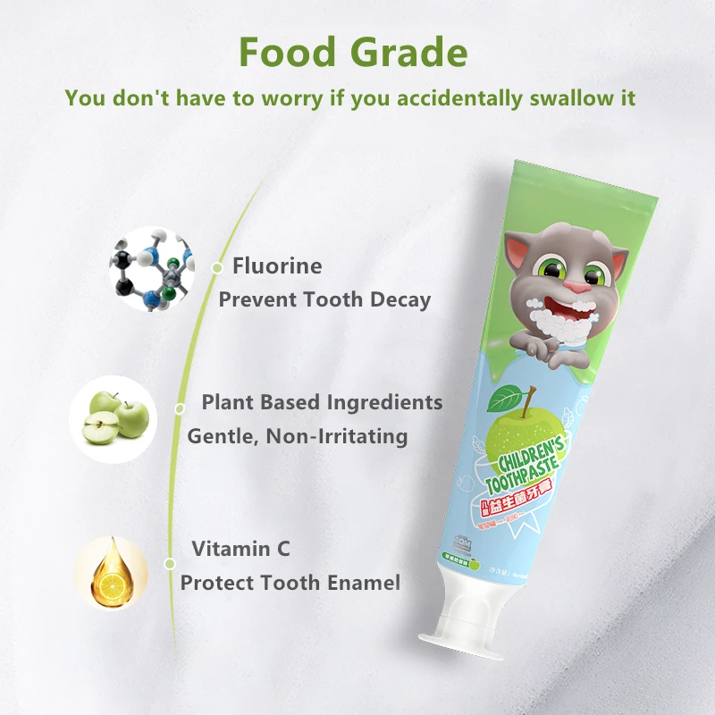 

Talking Tom and Friends 1PC New Arrival Children Toothpaste Apple Flavor Anti-Caries Organic Teeth Whitening Cleaning