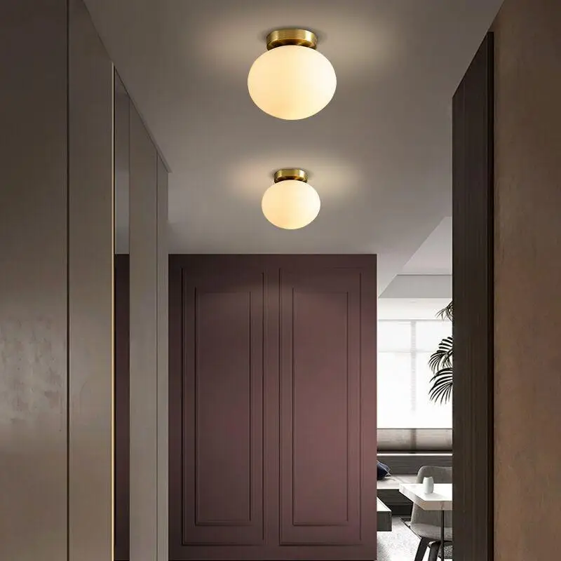 $13.30 Modern Simple Corridor Ceiling Lights Nordic Personality Creative Round Glass Ball Ceiling Lamp Christmas Decorations For Home