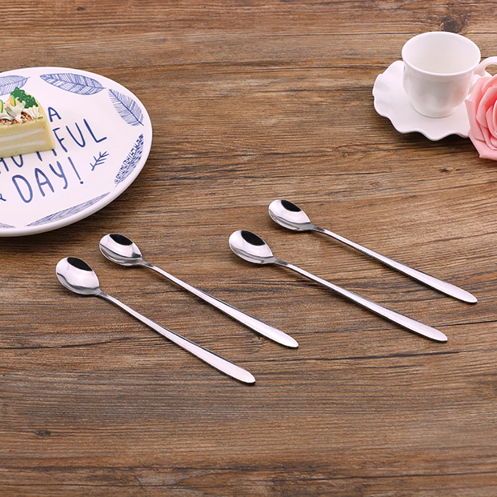 2Pcs Long Handled Stainless Steel Coffee Spoon Ice Cream Dessert Tea For Picnic Tableware Kitchen Accessories | Дом и сад