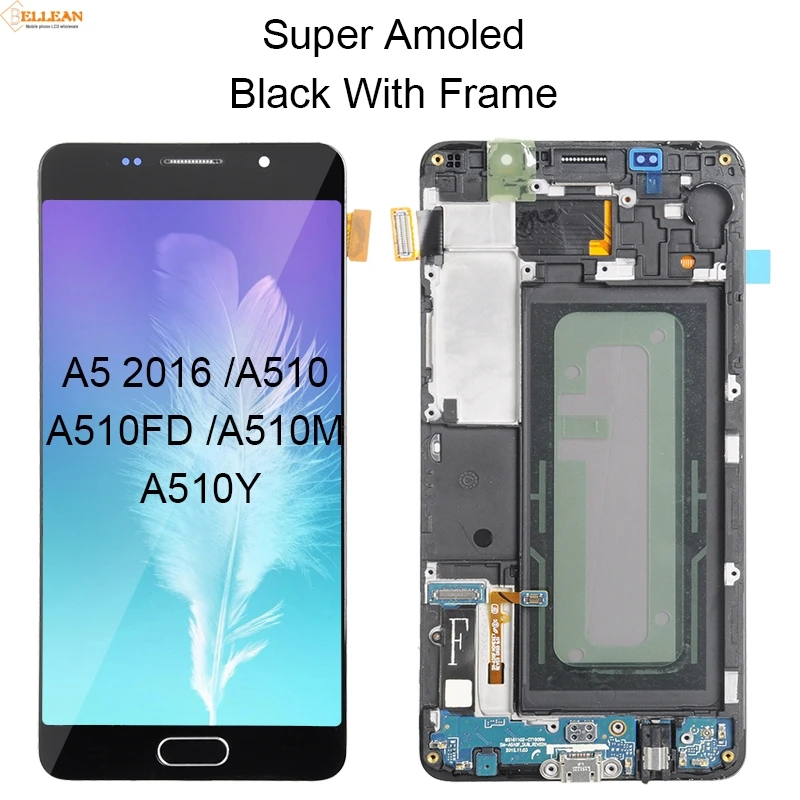 Акция Catteny для samsung Galaxy A5 ЖК-дисплей A510 lcd кодирующий преобразователь сенсорного экрана в сборе A510F A510M дисплей с рамкой - Цвет: Amoled BL With Frame