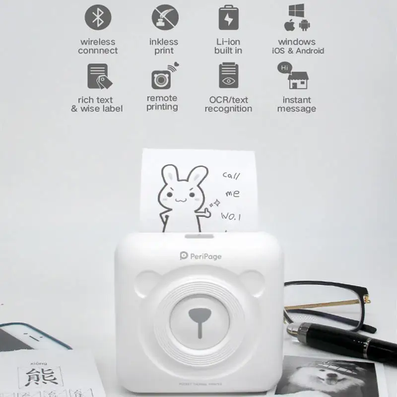 Мини Портативный термопринтер для фото Карманный фотопринтер 57 мм печать