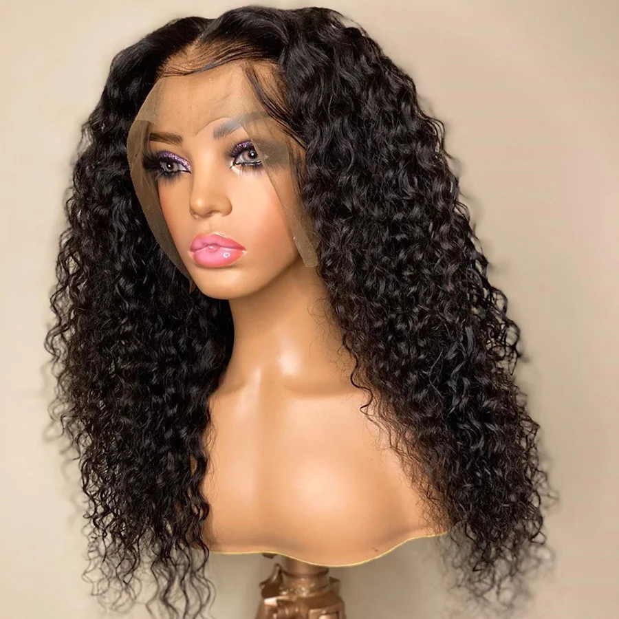 

26 Inch Long 180% Middle Part Lace Front Wig for Women Babyhair Preplucked Heat Resistant Synthetic Glueless Black Kinky Curly