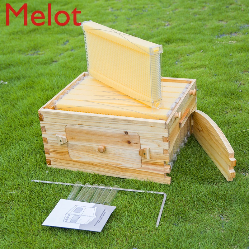 Smart automatic Wooden Beehive honey flowing Bee Hive with 7 PCS plastic beehive Frames good choice for home garden | Дом и сад