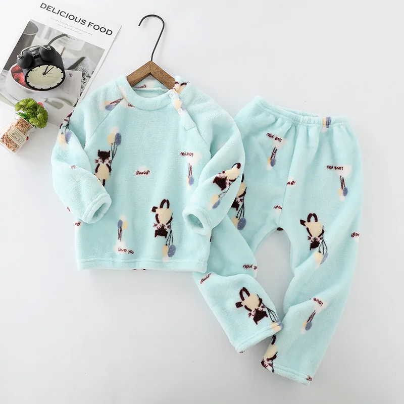 2020 New Winter Clothing Children Flannel Home Service Suit Thickening Boys And Girls Baby Pajamas Christmas Two-Piece | Детская одежда