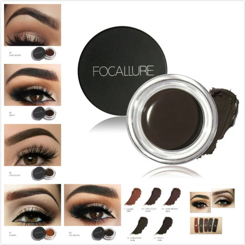 

5 Color Eyebrow Tint Makeup Waterproof Eyebrow Pomade Gel Enhancer Cosmetic Eye Makeup Eye Brow Cream with Brush Professional