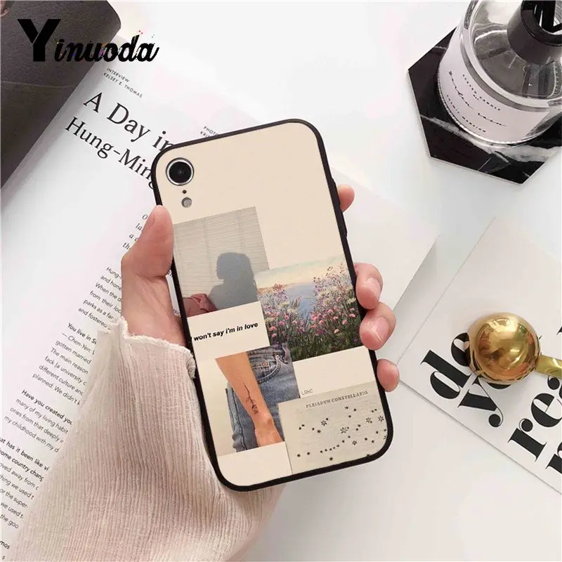 Yinuoda ins обои ТПУ черный чехол для телефона оболочка iPhone 5 5Sx 6 7 7plus 8 8Plus X XS MAX XR 10 11 Pro Max