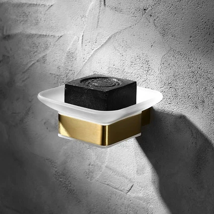 soap holder Senlesen Золотая кисть Набор аксессуаров для ванной комнаты Золотой латунный крюк стойки для полотенец Бар Полка держатель бумаги держатель для зубной щетки - Цвет: soap holder