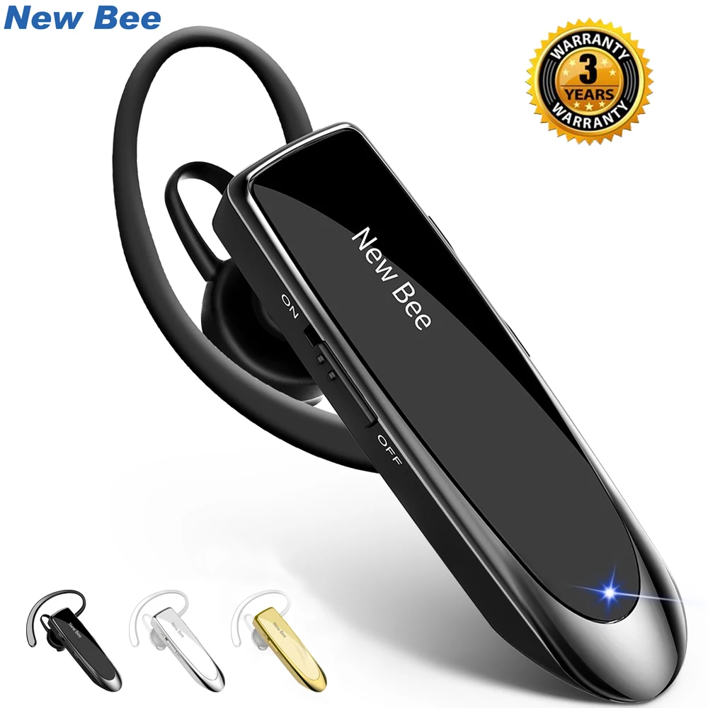

New Bee Wireless Earphones V5.0 Wireless Headphones Hands-free Headset 22H Music Earpiece with CVC6.0 Mic for Business/Driving